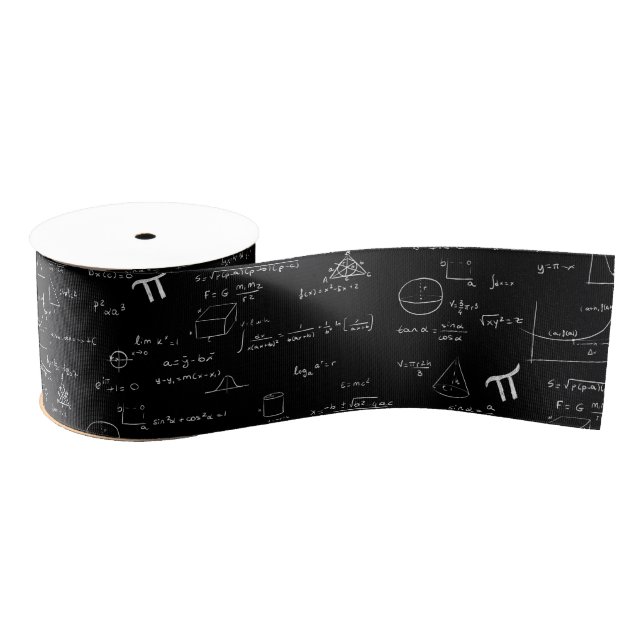 Black Mathematics Equations Gift Wrapping Grosgrain Ribbon (Spool)