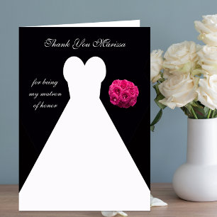 Black Matron of Honour Thank You Card -- Gown