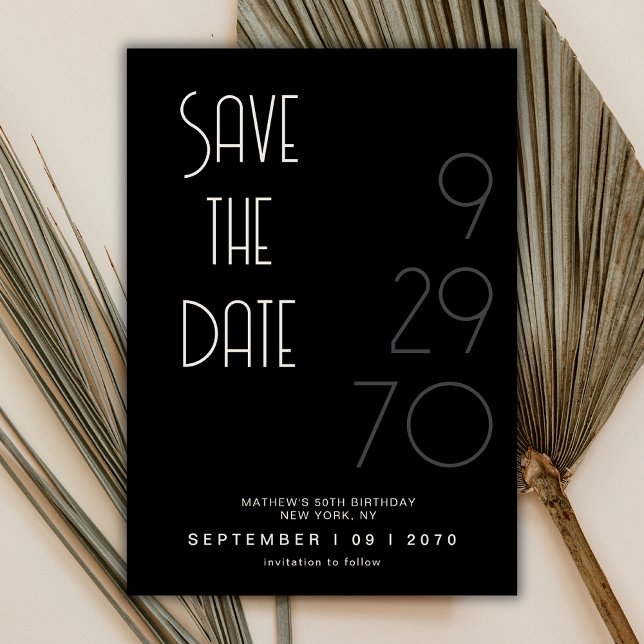 Black Matte Simple Minimal Birthday Save The Date (Creator Uploaded)
