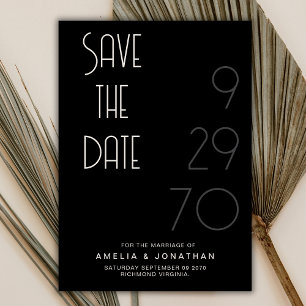 Black Matte Simple Minimal Wedding Save The Date