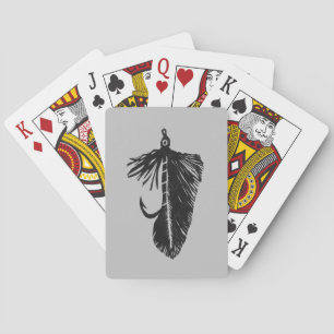 "Black Matuka" classic trout streamer fly art Playing Cards