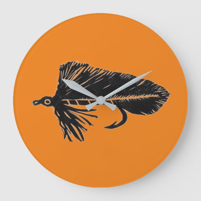 Black Matuka streamer fly tying & fishing Large Clock (Front)
