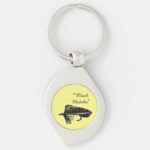 Black Matuka streamer, fly tying, fly fishing art Key Ring