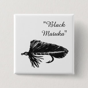 Black Matuka streamer for fly fishing, fly tying 15 Cm Square Badge