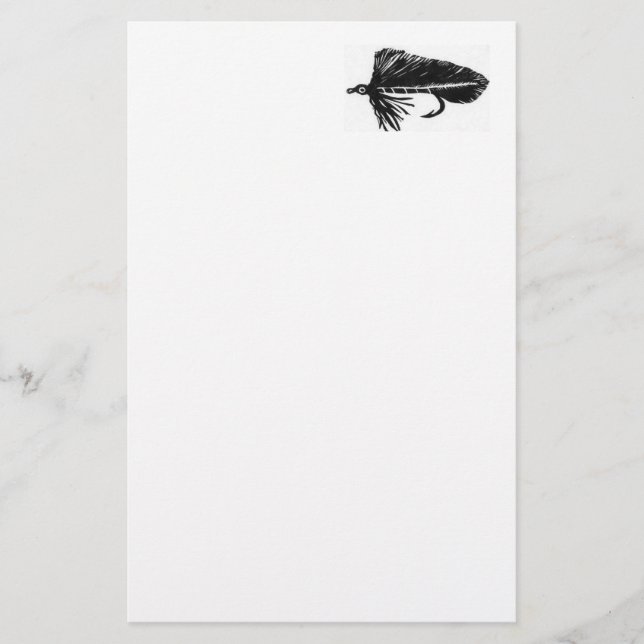 "Black Matuka Streamer" Trout Fly Stationery (Front)