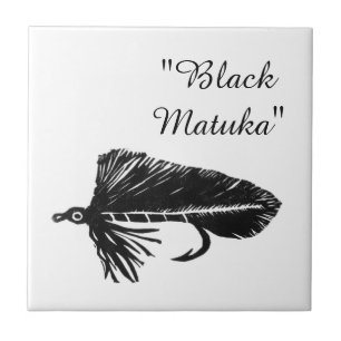 "Black Matuka" streamer trout fly tile. Ceramic Tile