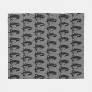Black Matuka Trout Fly fly fishing streamer Fleece Blanket