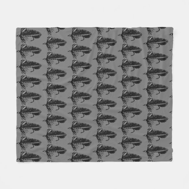Black Matuka Trout Fly fly fishing streamer        Fleece Blanket (Front (Horizontal))