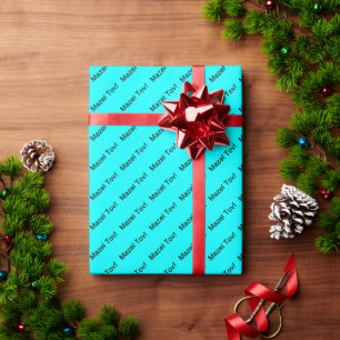 Black Mazel Tov! (Congratulations) on Aqua Blue Wrapping Paper