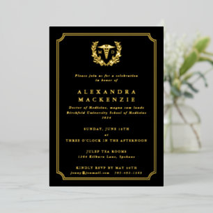Black MD Caduceus+Laurel Wreath Graduation