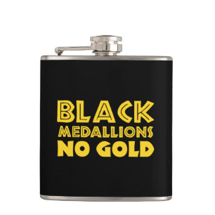 BLACK MEDALLIONS NO GOLD HIP FLASK
