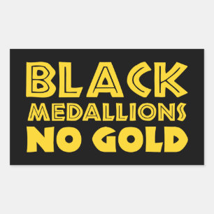BLACK MEDALLIONS NO GOLD RECTANGULAR STICKER