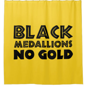 BLACK MEDALLIONS NO GOLD SHOWER CURTAIN