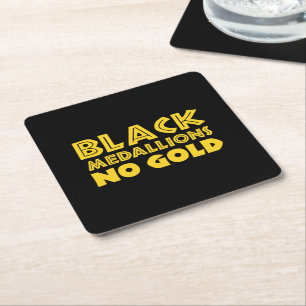 BLACK MEDALLIONS NO GOLD SQUARE PAPER COASTER