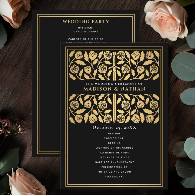 Black Mediaeval Gold Sword Royal Wedding Program (Creator Uploaded)