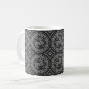 Black Mediaeval Lions Mug