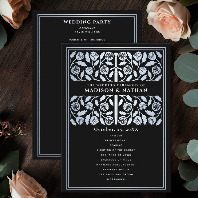 Black Mediaeval Silver Sword Royal Wedding Program (Creator Uploaded)