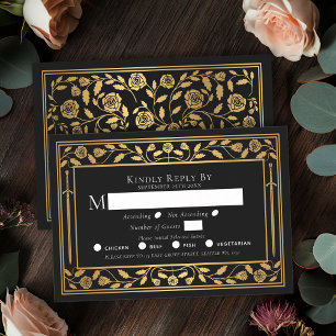 Black Mediaeval Sword Wedding RSVP Enclosure Card