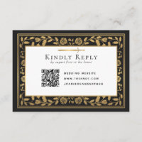 Black Mediaeval Sword Wedding RSVP QR Code