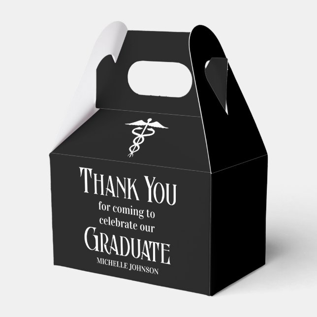 Black Medical School Customised Graduation Party Favour Box (Front Side)