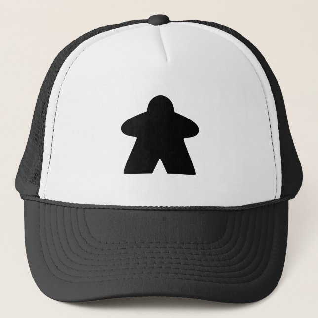 Black Meeple Board Game Piece Trucker Hat (Front)