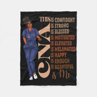 Black Melanin Cna Africa Black History Month Afro  Fleece Blanket
