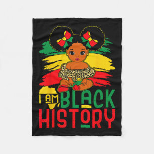 Black Melanin Girl I Am Black History Month Kids J Fleece Blanket