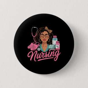 Black Melanin Nurse Afro Black History Hair Medici 6 Cm Round Badge