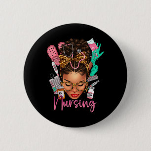 Black Melanin Nurse Black History Month Afro Hair  6 Cm Round Badge