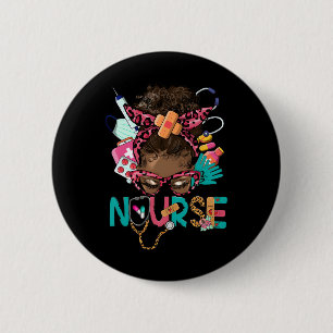 Black Melanin Nurse Black History Month Afro Hair 6 Cm Round Badge