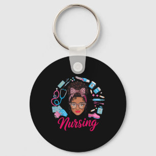 Black Melanin Nurse Black History Month Afro Hair Key Ring