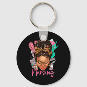 Black Melanin Nurse Black History Month Afro Hair Key Ring