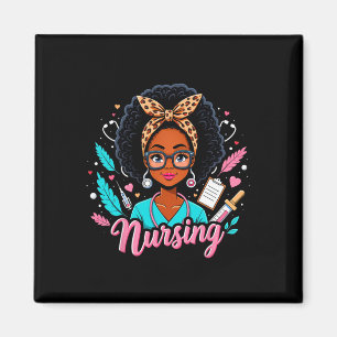 Black Melanin Nurse Black History Month Afro Hair Magnet