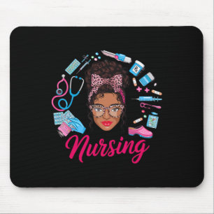 Black Melanin Nurse Black History Month Afro Hair Mouse Pad