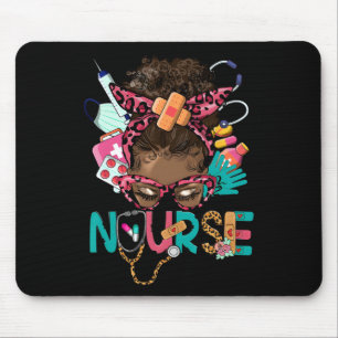Black Melanin Nurse Black History Month Afro Hair Mouse Pad
