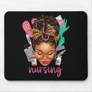 Black Melanin Nurse Black History Month Afro Hair Mouse Pad