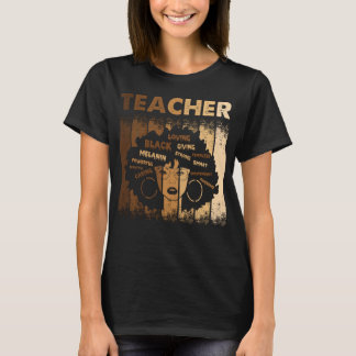 Black Melanin Teacher Vintage Powerful Caring T-Shirt