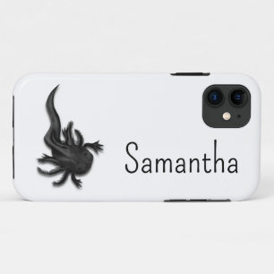 Black Melanoid Axolotl Art iPhone 11 Case