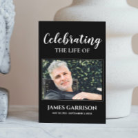 Black Memorial Funeral Prayer Card with Photo