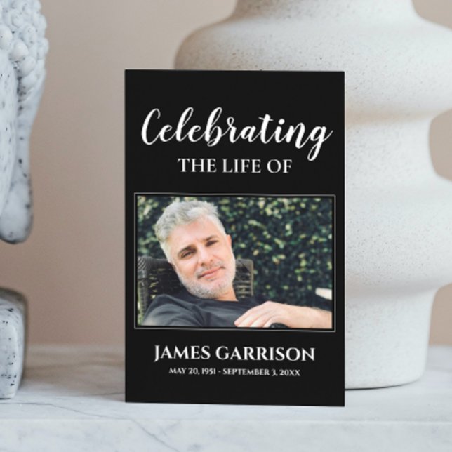 Black Memorial Funeral Prayer Card with Photo (Creator Uploaded)