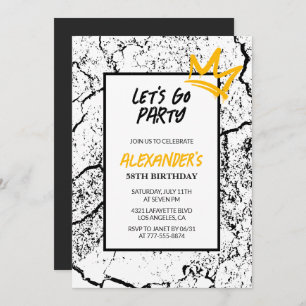 Black Men 58th birthday invitation  Grunge 