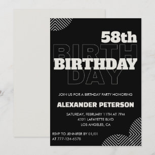 Black Men 58th birthday Party invitations  