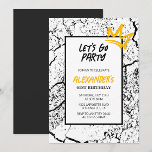 Black Men 61st birthday invitation  Grunge 