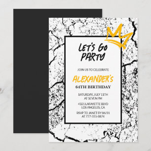 Black Men 64th birthday invitation  Grunge 