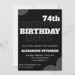 Black Men 74th birthday Party invitations