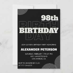 Black Men 98th birthday Party invitations