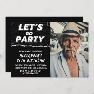 Black Men Photo LET'S GO PARTY 84th birthday  Invitation