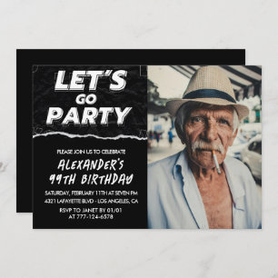 Black Men Photo LET'S GO PARTY 99th birthday  Invitation