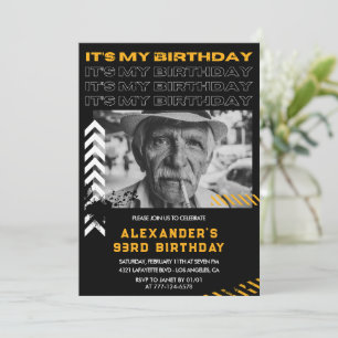Black Men Photo Spray paint 93rd birthday Invitation