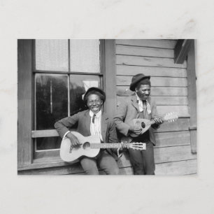 Black Men Playing Guitar, 1902 Postcard